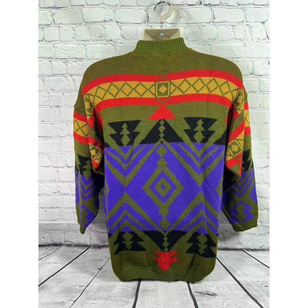 Vtg 80's Lord Taylor Young American Sweater Mens Large‎ Aztec Pullover Retro